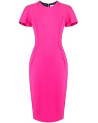 Victoria Beckham - Kleid Mit Kurzen Ärmeln - Lyst