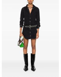 white christmas dresses Striped Shirt Dress with Denim Peplum Overlay main image 1