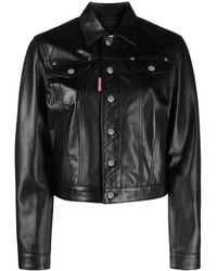 DSquared² - Single-Breasted Leather Jacket - Lyst
