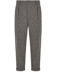 Giorgio Armani - Pleated-Front Textured Trousers - Lyst