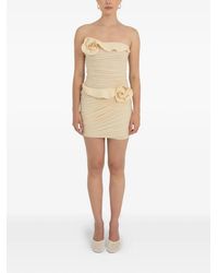 Maygel Coronel - Floral-Appliqué Ruched Mini Skirt - Lyst