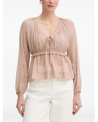 GAUDI - Tie-Fastening Peplum-Hem Blouse - Lyst