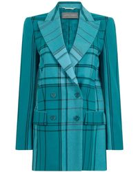 Alberta Ferretti - Checkered Double-Breasted Blazer - Lyst