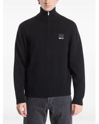 KARL LAGERFELD - Logo-Patch Quarter-Zip Sweater - Lyst