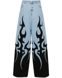 Vetements - Flame-print Wide-leg Jeans - Lyst