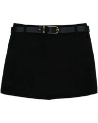 Elisabetta Franchi - Double Layer Crêpe Miniskirt With Belt - Lyst