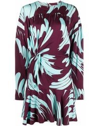 Stella McCartney - Abstract-Print Gathered Dress - Lyst