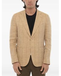 Corneliani - Windowpane-Pattern Linen Blazer - Lyst