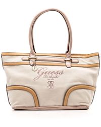 Guess USA - Logo-embroidered Canvas Tote Bag - Lyst