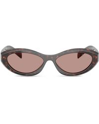 Prada - Tortoiseshell-Effect Oval Sunglasses - Lyst