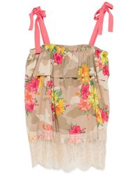 My Twin - Square-Neck Floral-Print Top - Lyst
