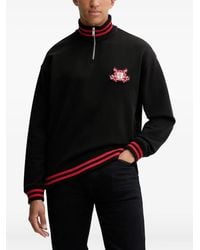 HUGO - Crest-Embroidered Half-Zip Sweatshirt - Lyst