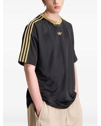 adidas - Logo-Embroidered Striped-Sleeve T-Shirt - Lyst