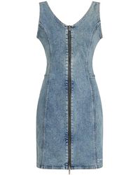 KARL LAGERFELD - V-Neck Zip Mini Dress - Lyst