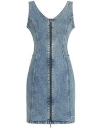 KARL LAGERFELD - V-Neck Zip Mini Dress - Lyst