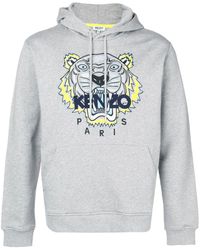 KENZO Hoodie Met Geborduurde Tijger - Grijs