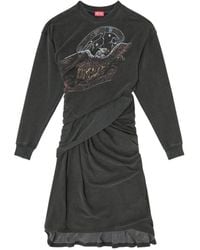 DIESEL - Robe Drapée À Imprimé Graphique - Lyst
