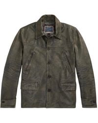 RRL - Distressed Leather Button-Up Jacket - Lyst