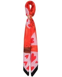Bimba Y Lola - Heart-Print Scarf With Charm - Lyst