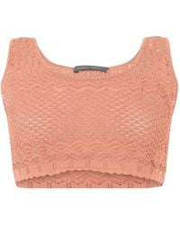 Alberta Ferretti - Crochet-Knit Crop Top - Lyst