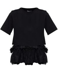 McQueen - Lace-Trim Ruffled T-Shirt - Lyst