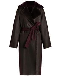 Alberta Ferretti - Belted Leather Coat - Lyst