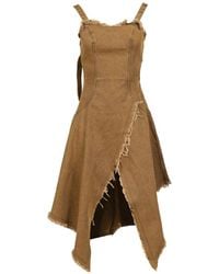 VIVAMUS - Frayed-Edge Open-Back Denim Midi Dress - Lyst
