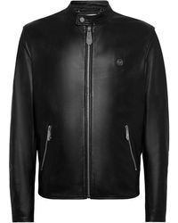 Philipp Plein - Leather Moto Jacket - Lyst