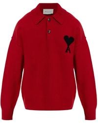 Ami Paris - Ami De Coeur Long-Sleeve Polo Shirt - Lyst