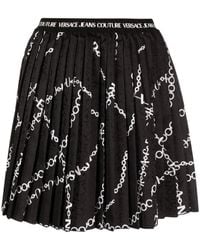 Versace Jeans Couture - Chain-Link Print Pleated Skirt - Lyst