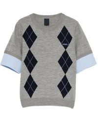 Juun.J - Top Met Korte Mouwen En Argyle-Intarsia - Lyst
