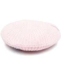 Ganni - Ribbed Logo-Patch Beret - Lyst