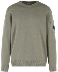 C.P. Company - Lambswool Crewneck Lens Contrast Sweater - Lyst