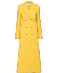 Prada Double-breasted Long Coat - Yellow