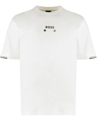 BOSS - T-Shirt Girocollo Con Ricamo - Lyst