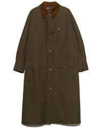 Bimba Y Lola - Khaki Maxi-Length Waxed Trench Coat - Lyst