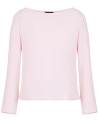 Emporio Armani - Bow-detailed Crepe Blouse - Lyst