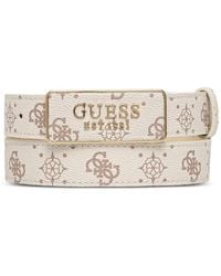 Guess - Monogram-Print Logo-Plaque Belt - Lyst