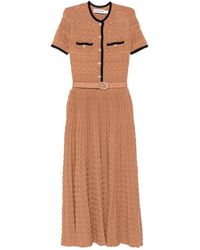 Self-Portrait - Belted Crochet-Knit Midi Dress - Lyst