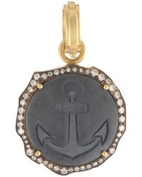 Sylva & Cie - Anchor -Motif Hematite And Diamond Pendant - Lyst