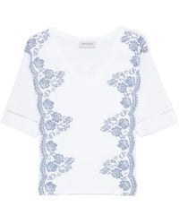 ERMANNO FIRENZE - Floral-Print V-Neck T-Shirt - Lyst