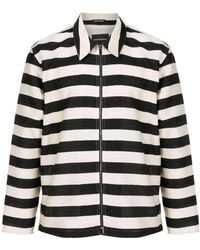 Emporio Armani - Striped Zip-up Shirt Jacket - Lyst