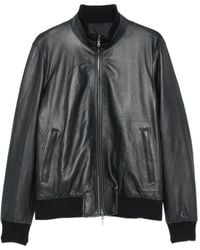 Arte' - Ribbed-Trim Leather Jacket - Lyst