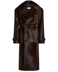 Balmain - Belted Pony-Effect Leather Coat - Lyst