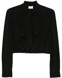 Saint Laurent - Silk Lavaliere Collar Button-Up Shirt For - Lyst