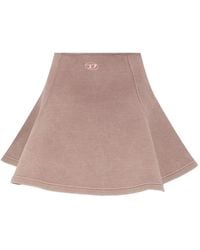 DIESEL - O-Alba Logo-Embroidered Flared Skirt - Lyst