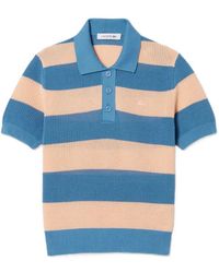 Lacoste - Striped Mesh Polo Shirt - Lyst