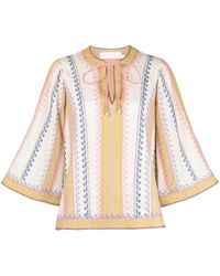 Zimmermann - August Embroidered Cotton Blouse - Lyst