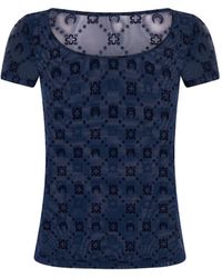 Marine Serre - T-Shirt Met Monogram En Mesh - Lyst