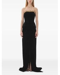 Dina Melwani - Crystal-Trim Velvet Maxi Dress - Lyst